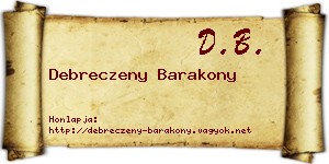 Debreczeny Barakony névjegykártya