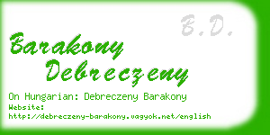 barakony debreczeny business card